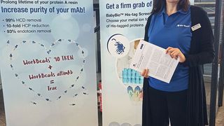 Heike Stegemann von Bio-Works auf der Lab-Supply in Leverkusen (Bild: privat)