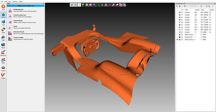 Hier ist ein Teil des Cockpits in Artec Studio 10 zu sehen. (Bild: Artec)