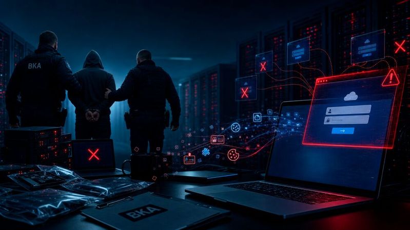 Das BKA und US‑Ermittler haben nach eigenen Angaben die Infrastruktur des Phishing‑as‑a‑Service‑Dienstes „Kratos“ abgeschaltet und mehr als 200 Server stillgelegt. (Bild:  KI-generiert)