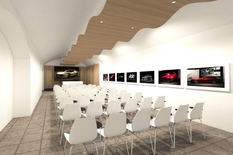 Moderne Konferenzräume stehen für Presse-Konferenzen und die Präsentation neuer Modelle wie den aktuellen Mazda MX-5 zur Verfügung. (Foto: Mazda)