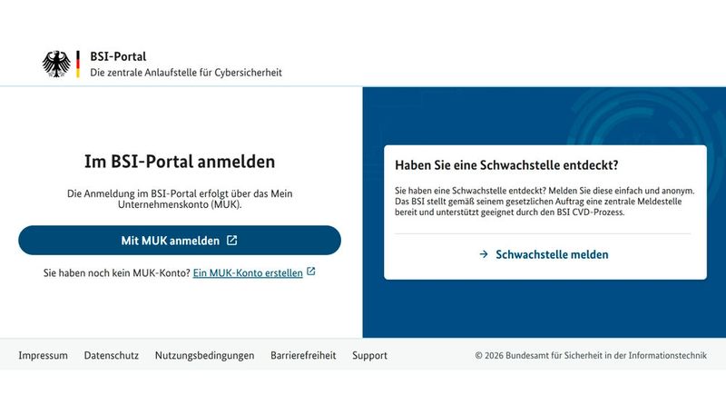 So sieht das BSI-Portal aus, dass seit dem 6. Januar freigeschaltet ist.(Bild:  Vogel IT-Medien GmbH)