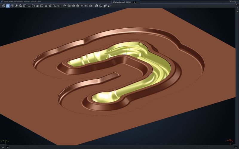 A new function creates non-overlapping shifted surfaces at defined angles from any curves – this is ideal for separating part surfaces in mould manufacturing as well as for trim steel and trim line surfaces in draw die manufacturing. (Tebis)