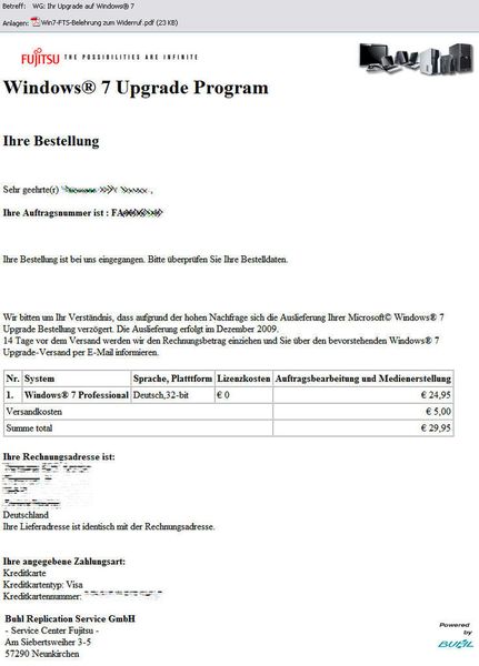 Die Gesamtkosten für das Upgrade auf DVD betragen 29,95 Euro. Eigentlich könnte Windows 7 auch unkompliziert und kostenlos zum Download angeboten werden. (Archiv: Vogel Business Media)