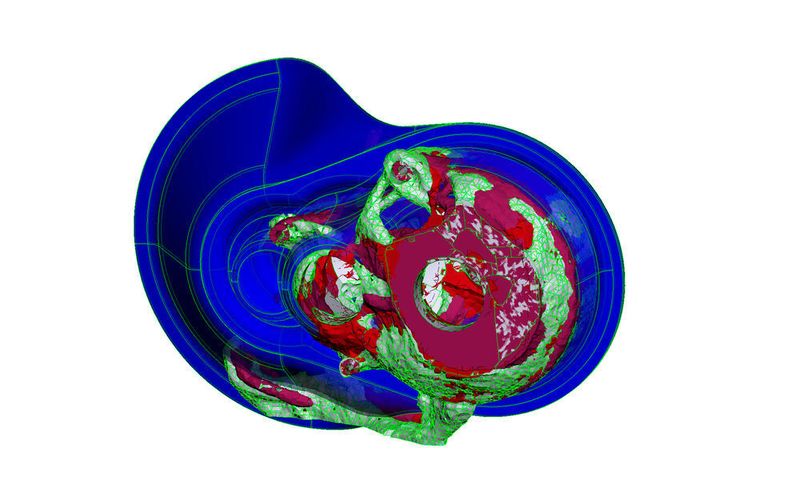 Für das Design des Bauraums wurden mithilfe einer Topologieoptimierung ‒ unter Berücksichtigung von Zug- und Druckbereichen ‒ die Lastpfade im Gehäuse ermittelt. (ARRK Engineering)