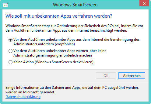 Der SmartScreen-Filter schützt Internet Explorer 10 und das Betriebssystem vor unerlaubten Anwendungen. Die Einstellungen dazu finden sich im Wartungscenter, genauso wie die Einstellungen der Benutzerkontensteuerung. (Bild: Archiv)