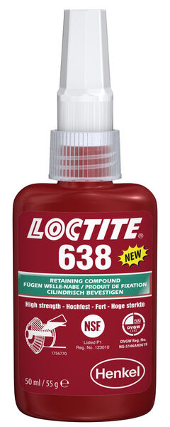 Loctite 638 ist ein hochfester und hochviskoser Fügeklebstoff mit großem Spaltfüllvermögen für Klebespalte bis 0,25 mm. (Bild: Henkel)