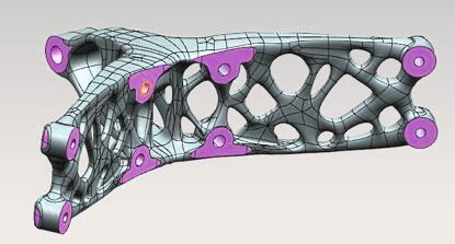 Materialise hat das Design des Bauteils so angepasst, dass es den Belastungen bei möglichst geringem Eigengewicht standhält und sich gleichzeitig perfekt für den Metall-3D-Druck eignet.  (Bild: Materialise)