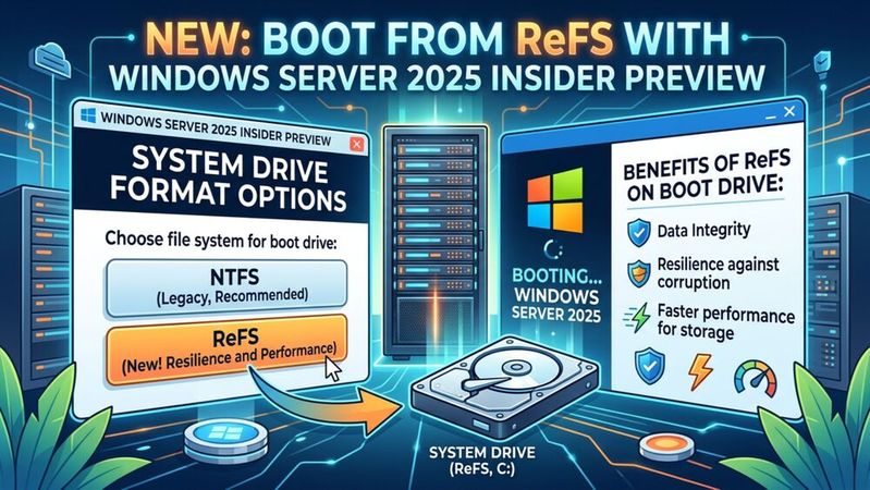 Die Nutzung der ReFS-Boot-Funktion setzt eine Teilnahme am Windows Server Insider-Programm voraus. Builds ab dem 11.02.2026 enthalten die erforderlichen Komponenten. Der Installationsablauf entspricht dem bekannten Verfahren ohne zusätzliche Schritte.(Bild:  Gemini / KI-generiert)