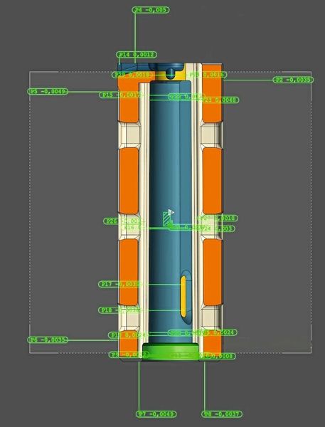 Messprotokoll eines vierstellig gegen CAD-Daten «grün» vermessenen Werkstücks. (Bild: C. Josef Lamy GmbH)
