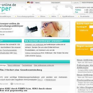 Neben der eigentlichen Suche präsentiert antikoerper-online auch neuen Forschungsergebnisse rund um Antikörper.