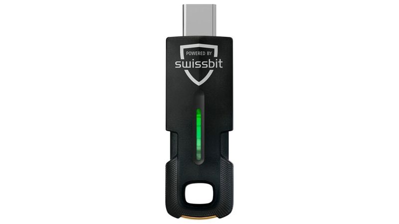Der Swissbit iShield Key 2 vereint phishing-resistente digitale Authentifizierung und physische Zutrittskontrolle in einem Hardware-Sicherheitsschlüssel. Dieser ist nun in der DACH-Region über ADN verfügbar. (Bild:  Swissbit)