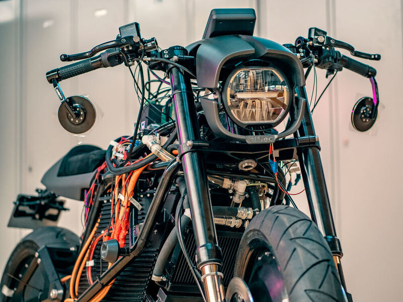 Der Prototyp des Elektromotorrads kann zurzeit im Rahmen des Rollouts in der ETH Zürich  betrachtet werden.
 (Sintratec / ETH Zürich)