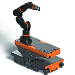 Der Rebel Move kann bis zu 50 Kilogramm transportieren und in Kombination mit dem RebeL Cobot einfache A-zu-B-Positionierungen vornehmen.(Bild:  Igus GmbH)