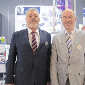 Harald Rust, ERMO patent holder, and Thomas Malzahn, Entex sales & marketing manager, at the stand.