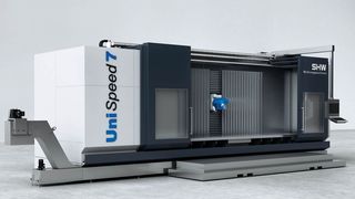 Die Basis-Anlage, die ohne Fundament auch große Bauteile präzise in Form bringt, heißt Unisped 7 von SHW Werkzeugmaschinen aus Aalen. Sie kann auf der AMB 2014 unter die Lupe genommen werden. (Bild: SHW)