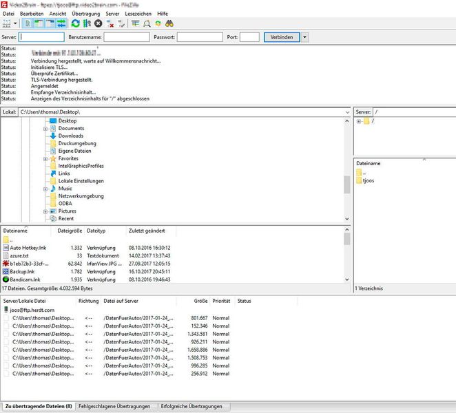 Mit Filezilla lassen sich Datenübertragungen zu Wordpress sicher erledigen. (Th. Joos)