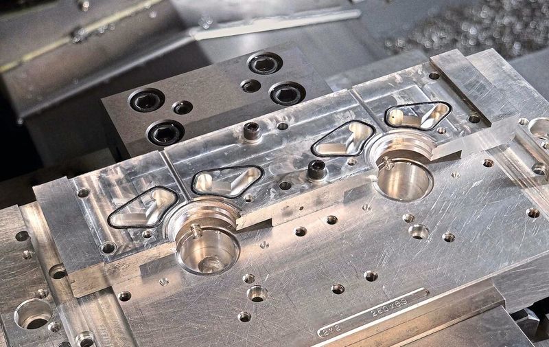 Close-up of a bottle top thread being modified during the prototyping phase of a new product. (Hurco)
