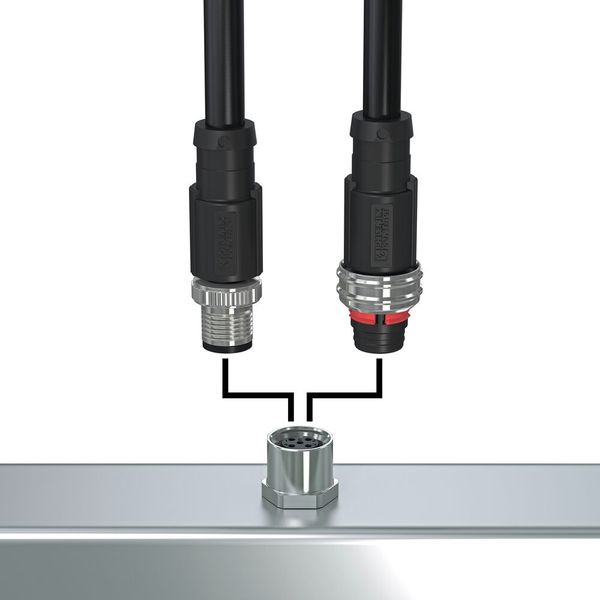 Zukunftsorientiert gestalten: Die M12-Duo-Kontur erlaubt eine flexible Feldverdrahtung mit bewährten M12-Schraubsteckverbindern (links) oder der neuen Push-Pull-Schnellverriegelung (rechts). (Bild: Phoenix Contact Electronics GmbH)