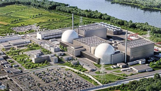 Laserfusion: Computeranimation des weltweit ersten Laserfusionskraftwerks auf dem RWE-Gelände in Biblis.(Bild:  Focused Energy)