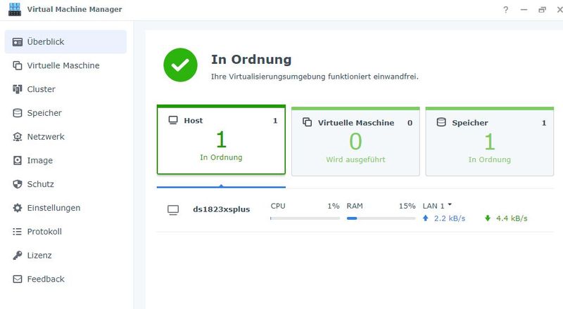 Synology Virtual Machine Manager wird anschließend in der Weboberfläche de NAS verwaltet. (Bild: Joos - Synology)