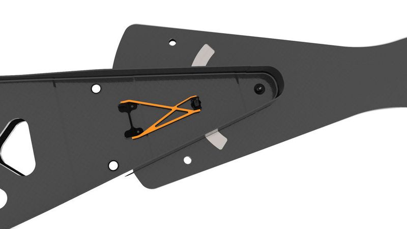 Die Positionsmesssysteme von Renishaw wurden am Land-Rover-BAR-Katamaran sowohl auf den Ruderflächen der Flügel (Klappen) als auch an den Back- und Steuerbordrudern installiert. Hier ein CAD-Bild der letzteren Variante.  (Renishaw)