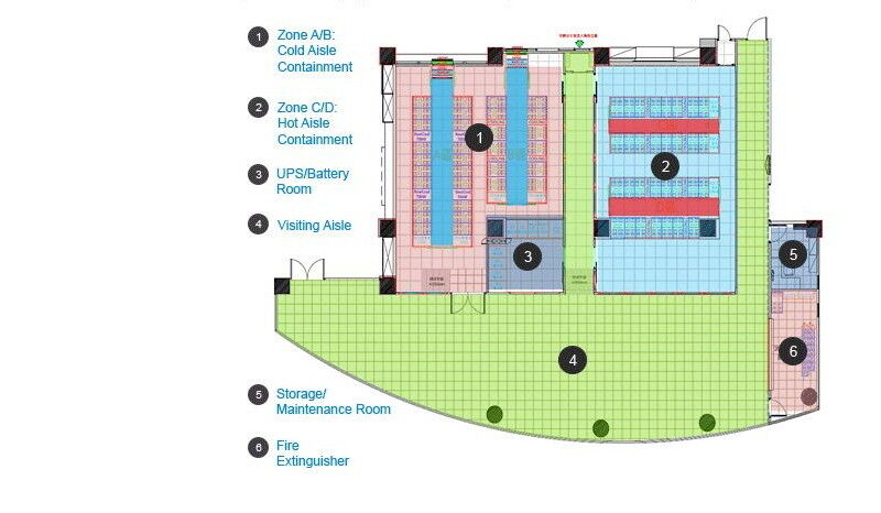 Raumplan des neuen Rechenzentrums mit zwei Server-Räumen, USV-System, Feuerlöschanlage und Lagerraum (Bild: Delta)