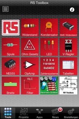 Toolbox App: Zahlreiche nützliche Helfer für Entwickler hat RS in seiner iOS-App zusammengetragen (Bild: RS Components)