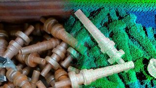 Anhand der von 3D-Sensoren erzeugten Punktwolken erkennt die Software bp3 für den Griff-in-die-Kiste zu greifende Werkstücke.  (Fraunhofer IPA)