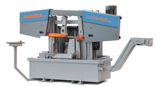 Bild 1: Mit der Bandsäge Meba-E-cut arbeitet erstmals eine Hightechsäge für den rationellen Produktionseinsatz komplett über elektrische Antriebe. (Bild: Meba)