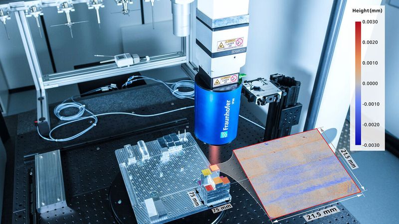 Das Koordinatenmessgerät Leitz Infinity von Hexagon ist mit HoloTop NX des Fraunhofer IPM ausgestattet. Durch die Erweiterung um einen optischen Sensor ist eine flächige, hochauflösende Qualitätsprüfung kritischer Bauteilbereiche wirtschaftlich möglich.(Bild:  Fraunhofer IPM)