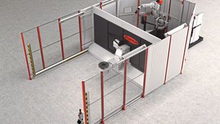 So sieht eine der neuen FRW Robotic Welding Cells von Fronius aus – die Version FRW-B. Mit diesen Neulingen sind beim Schweißen besonders kurze Zyklen machbar, heißt es. Denn im 2-Stationen-Betrieb kann der Positionierer bereits während des Schweißens bestückt werden. (Fronius)