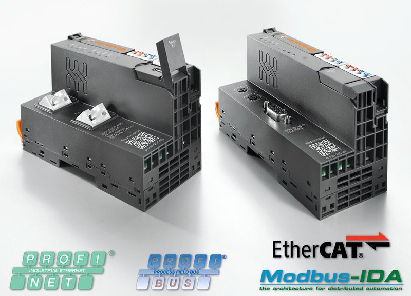 Bild 2: Für die verschiedenen Feldbusstandards stehen Koppler zur Anbindung von bis zu 64 I/O-Modulen bereit. Die Koppler verfügen über einen integrierten Web-Server und eine Einspeisung der Versorgungsspannung für die Station. (Bild: Weidmüller)