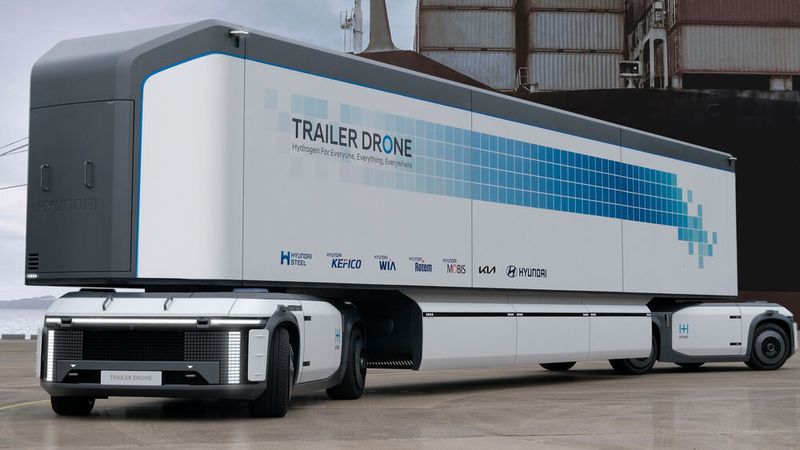 Die Trailer Drone soll mit einer Betankung 1000 Kilometer schaffen. (Bild: Hyundai)