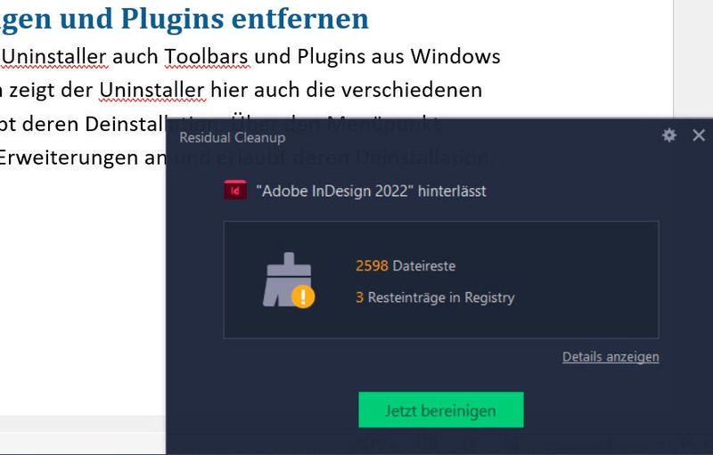 Abbildung 8: Nach dem Deinstallieren von Programmen durch Bordmittel erkennt „Iobit Uninstaller“, ob noch Dateireste auf dem System vorhanden sind und kann diese auch gleich entfernen.  (Thomas Joos)