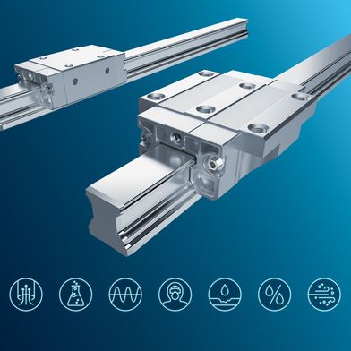Catalog product for extreme operating conditions: The new NRTVG guide carriage from Bosch Rexroth withstands extreme environmental conditions. (Source: Bosch Rexroth AG)