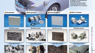 Leicht verständliche Schautafeln demonstrieren Werkstattkunden Sinn und Zweck von Servicearbeiten an Klimaanlagen.  (Foto: Hella Behr)