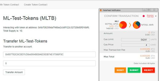 Token lassen sich via MetaMask selbst oder Token Factory transferieren.(Bild:  Lang / MetaMask)