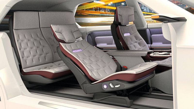 Sitze speziell für E-Autos, gezielt gesteuerte Vibrationen, integrierte Lichteffekte... der Innenraum soll nach Ansicht mancher Zulieferer mit allen Sinnen wahrnehmbar sein.(Bild:  Forvia Faurecia)