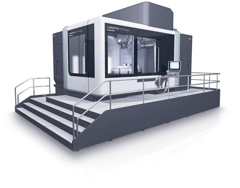 Feierte Weltpremiere: Die Lasertec 210 Shape vereinigt Fräsen und Lasern auf einer  Maschine.  (Bild: DMG)