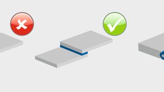 Fläche vergößern lautet die wichtigste Lektion, wenn eine kleine Klebefläche auf einem dünnen Blech Stoß auf Stoß verklebt ist. Eine Überlappung der Fügeteile reicht meist schon aus. (Bild: Delo)