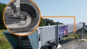 In der automatisierten Fluggastbrücke von Reel sorgen Energieketten und Leitungen von Igus für eine hohe Ausfallsicherheit im Flughafenbetrieb.  (Bild: Igus)