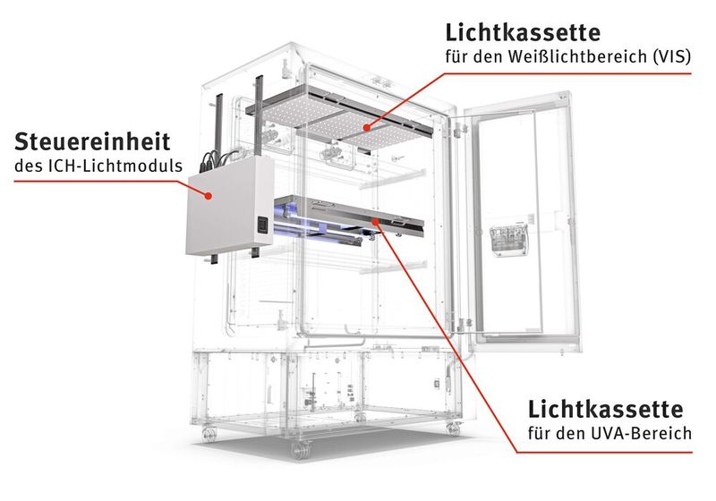 Schematischer Aufbau des Klimaschranks mit integriertem Lichtmodul (Bild: Binder)