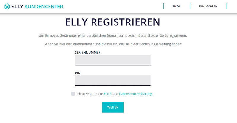 Bei der Installation muss das ELLY-Gerät beim Hersteller zunächst registriert werden. Die Daten zur Registrierung liegen dem Handbuch bei. (Uniki)