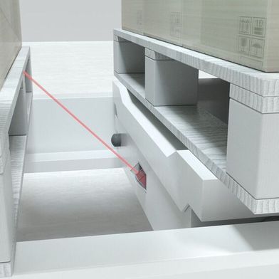 Bild 5: Mit Künstlicher Intelligenz lässt sich die Präzision optischer Distanzsensoren auf ein neues Niveau heben. Beispielsweise beim Einsatz in der Intralogistik.  (Bild: Leuze)