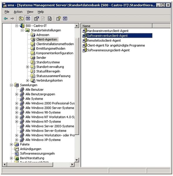Über dem Systems Management Server 2003 lässt sich eine Hard- und Softwareinventur durchführen. Via Agenten lassen sich Informationen intervallgesteuert abrufen. Nach der Inventur sind die Daten in den Sammlungen zum Abruf und Auswertung verfügbar. (Archiv: Vogel Business Media)