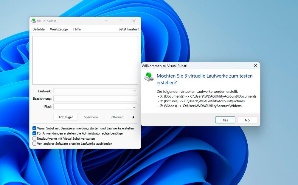 Visual Subst Verzeichnisse als Laufwerk im Explorer einbinden Bild