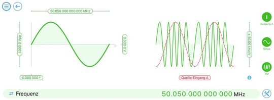 Bild 3a: Benutzeroberfläche Funktionsgenerator mit einem FM-Signal.(Bild:  SI Scientific Instruments)