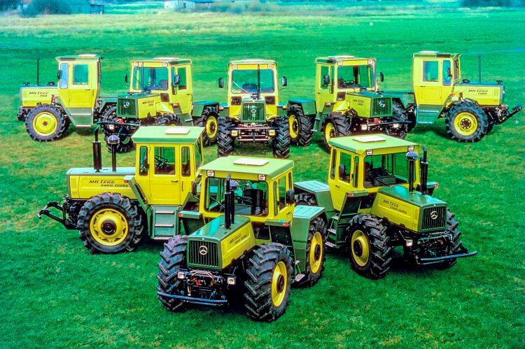 Überarbeitetes Typenprogramm der Mercedes-Benz MB-trac im Jahr 1987 mit acht Modellen vom MB-trac 700 bis zum MB-trac 1600 turbo. (Bild: Daimler AG)
