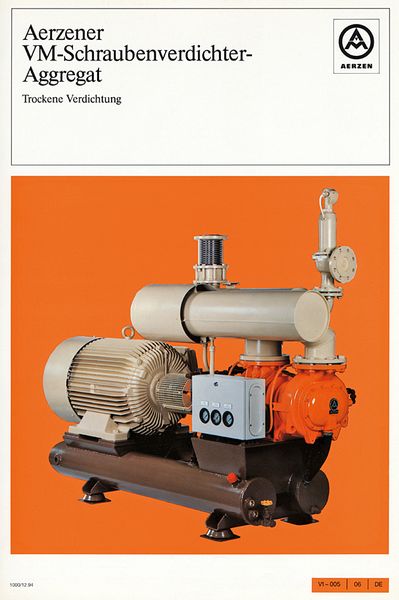 Historische Werbebroschüre für trocken verdichtende VM-Schraubenkompressoren. (Bild: Aerzener Maschinenfabrik)