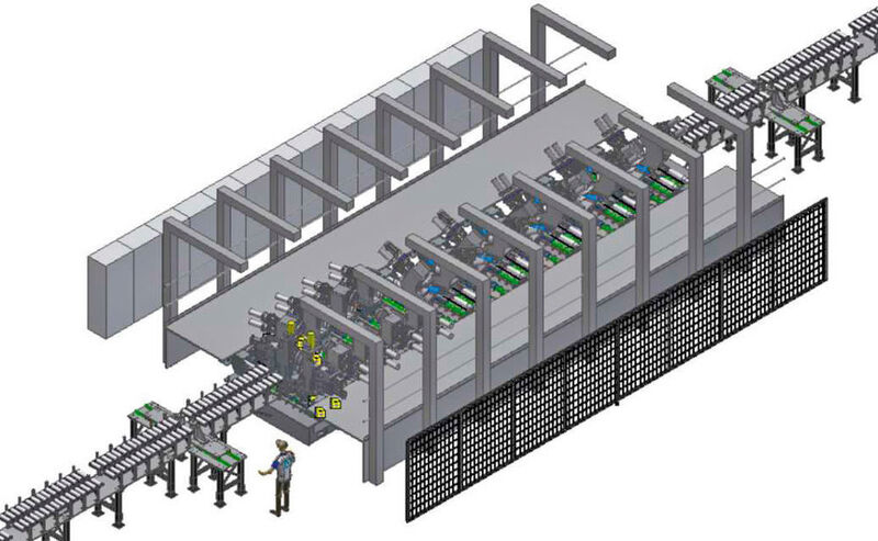 Die CAD-Zeichnung zeigt die Gesamtdimension der über 30 m langen Anlage. (Schneider Electric)